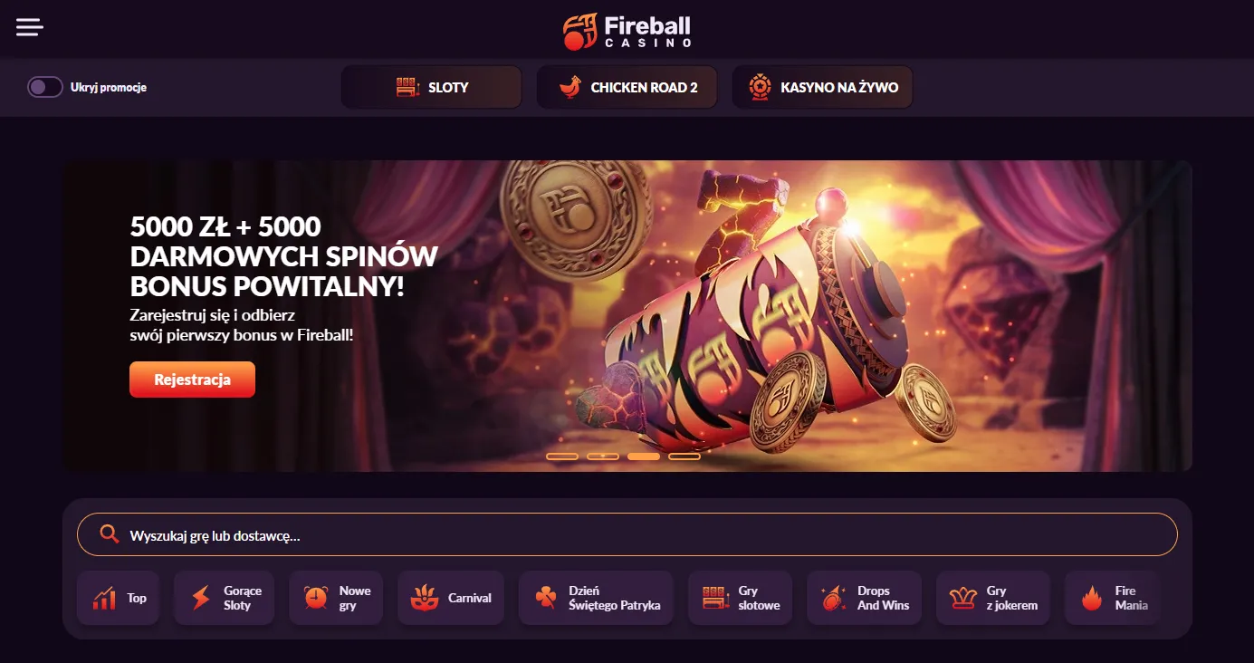 FireBall: Kasyno bez KYC weryfikacji z doskonałym wyborem gier